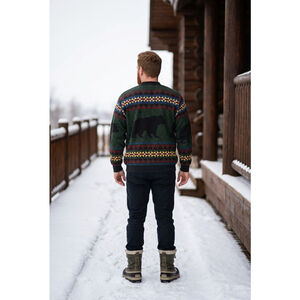 Vintage Sugar Street Weavers Sweater One Sz Tapestry Bear Moose Fair Isle Unisex